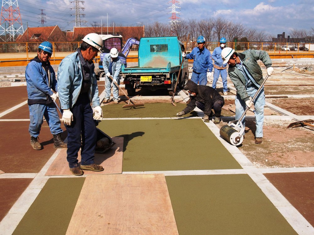駐車場土舗装(ファインプラザ)の施工写真
